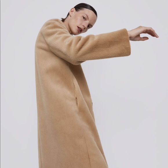 Zara Faux Fur Wrap Double Breasted Coat Jacket - Picture 10 of 14